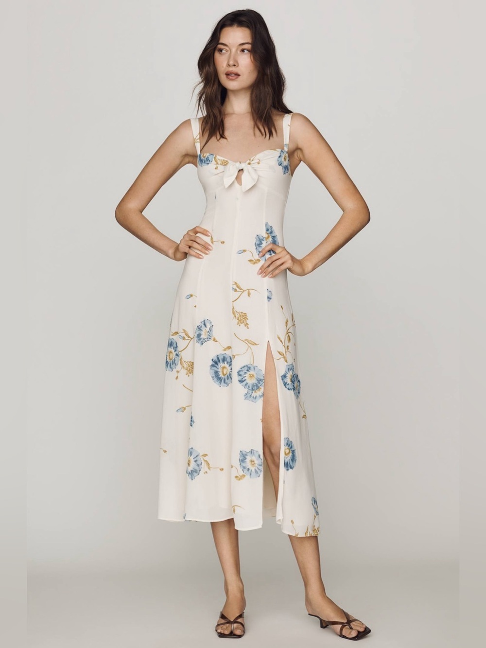 REFORMATION Aislinn Floral Tie Front Dress in Glorious 8